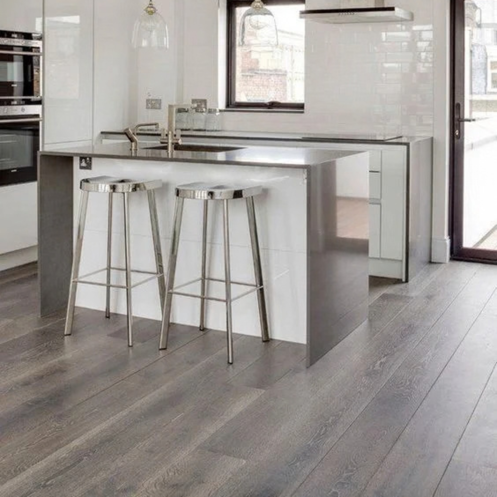 Gray hardwood room scene